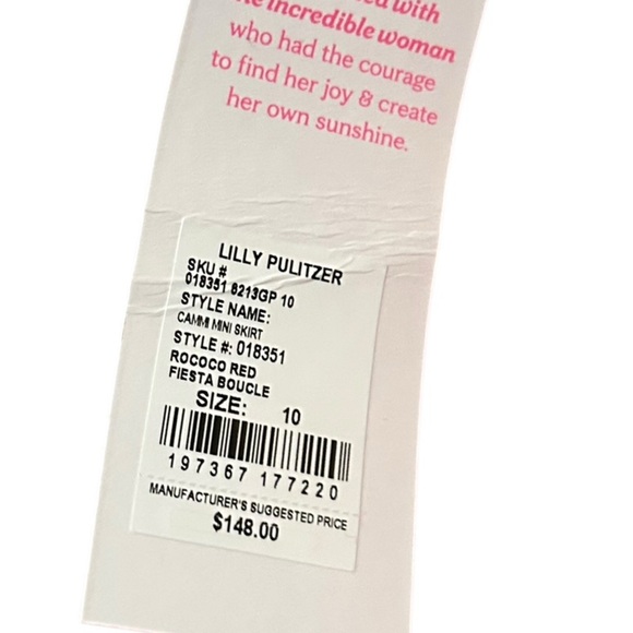 NWT Lilly Pulitzer Cammi Mini A Line Metallic Fiesta Boucle Rococo Red Skirt - Picture 5 of 5